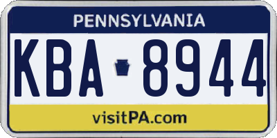 PA license plate KBA8944