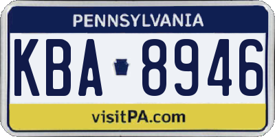 PA license plate KBA8946