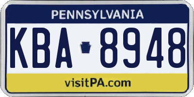 PA license plate KBA8948