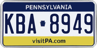 PA license plate KBA8949