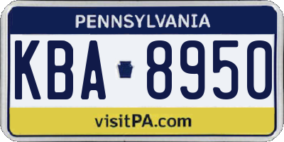 PA license plate KBA8950