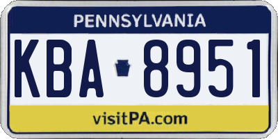 PA license plate KBA8951