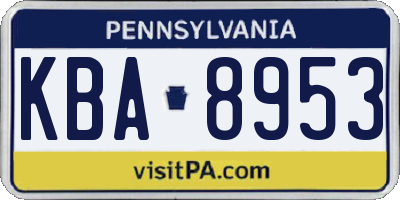 PA license plate KBA8953