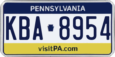 PA license plate KBA8954