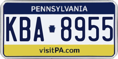 PA license plate KBA8955