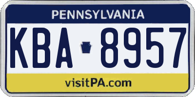 PA license plate KBA8957
