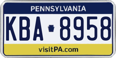 PA license plate KBA8958