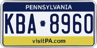 PA license plate KBA8960
