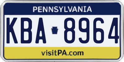 PA license plate KBA8964