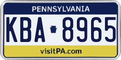 PA license plate KBA8965