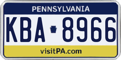 PA license plate KBA8966