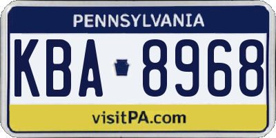 PA license plate KBA8968