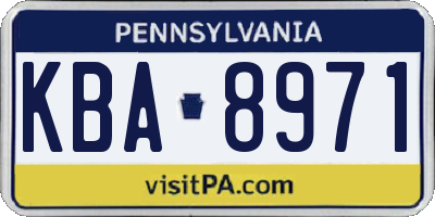 PA license plate KBA8971