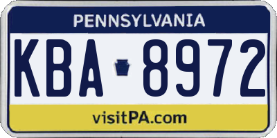 PA license plate KBA8972