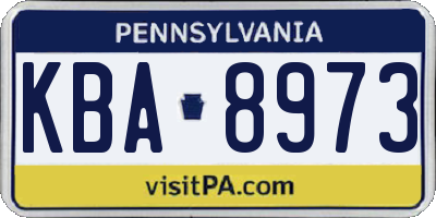 PA license plate KBA8973