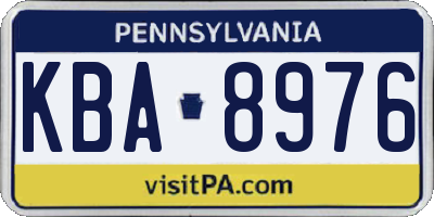 PA license plate KBA8976
