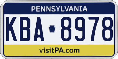 PA license plate KBA8978