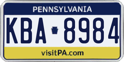 PA license plate KBA8984