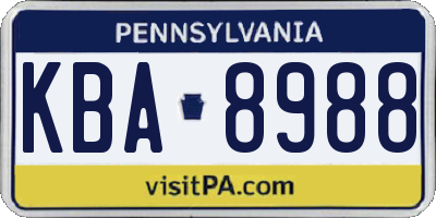 PA license plate KBA8988