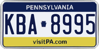 PA license plate KBA8995