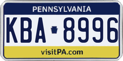 PA license plate KBA8996