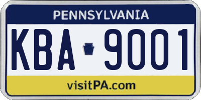 PA license plate KBA9001