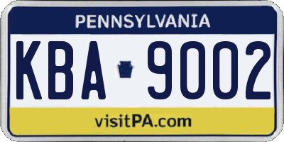 PA license plate KBA9002