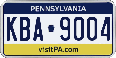 PA license plate KBA9004