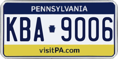 PA license plate KBA9006
