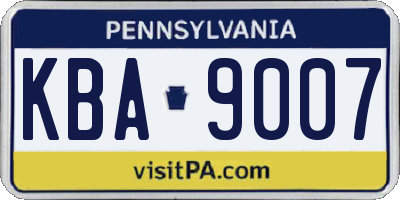 PA license plate KBA9007