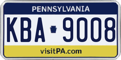 PA license plate KBA9008