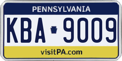 PA license plate KBA9009