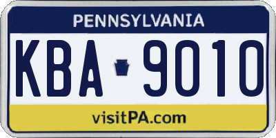 PA license plate KBA9010