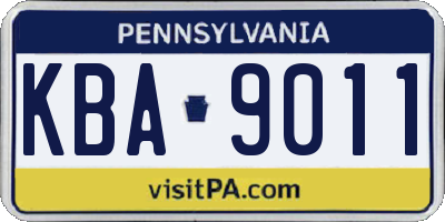 PA license plate KBA9011