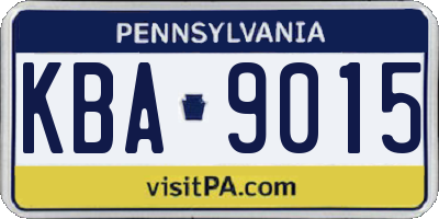 PA license plate KBA9015