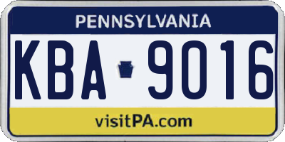 PA license plate KBA9016