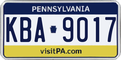 PA license plate KBA9017