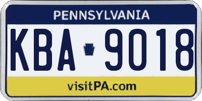 PA license plate KBA9018