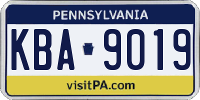 PA license plate KBA9019