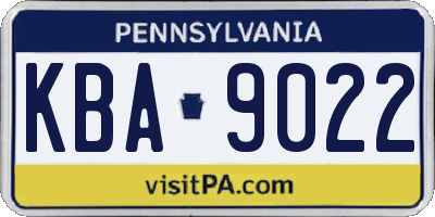 PA license plate KBA9022