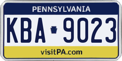 PA license plate KBA9023