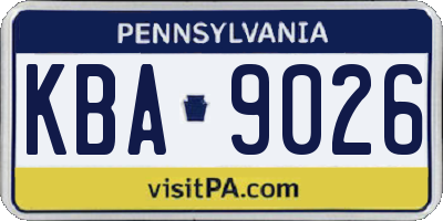 PA license plate KBA9026