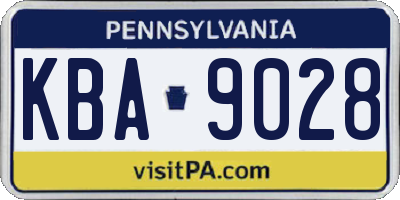 PA license plate KBA9028
