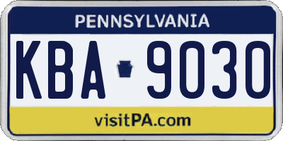 PA license plate KBA9030