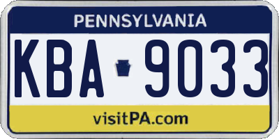 PA license plate KBA9033