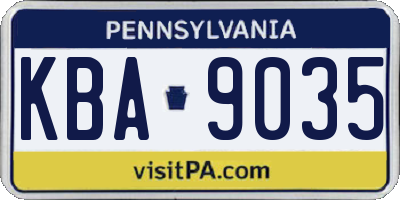 PA license plate KBA9035