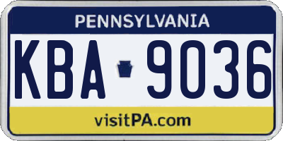 PA license plate KBA9036
