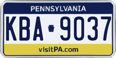 PA license plate KBA9037