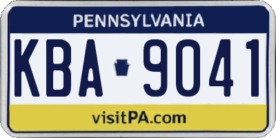 PA license plate KBA9041