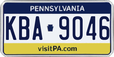 PA license plate KBA9046